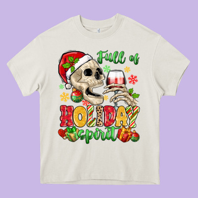 Full Of Holiday Spirit Heavy Core Tee Designed By Maliassmallbusiness