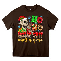 Chocolate Brown ho ho holy shit what a year Heavy Core Tee - MaliasSmallBusiness