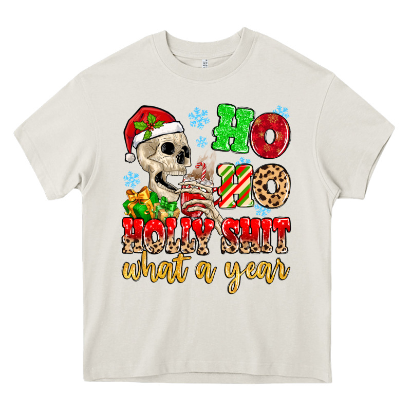 Ho Ho Holy Shit What A Year Heavy Core Tee by MaliasSmallBusiness | Teevron