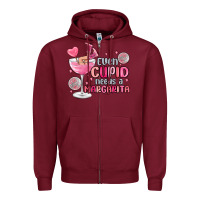 Burgundy even cupid needs a margarita Zipper Hoodie - MaliasSmallBusiness