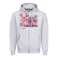 Heather Grey even cupid needs a margarita Zipper Hoodie - MaliasSmallBusiness