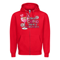 Red even cupid needs a margarita Zipper Hoodie - MaliasSmallBusiness