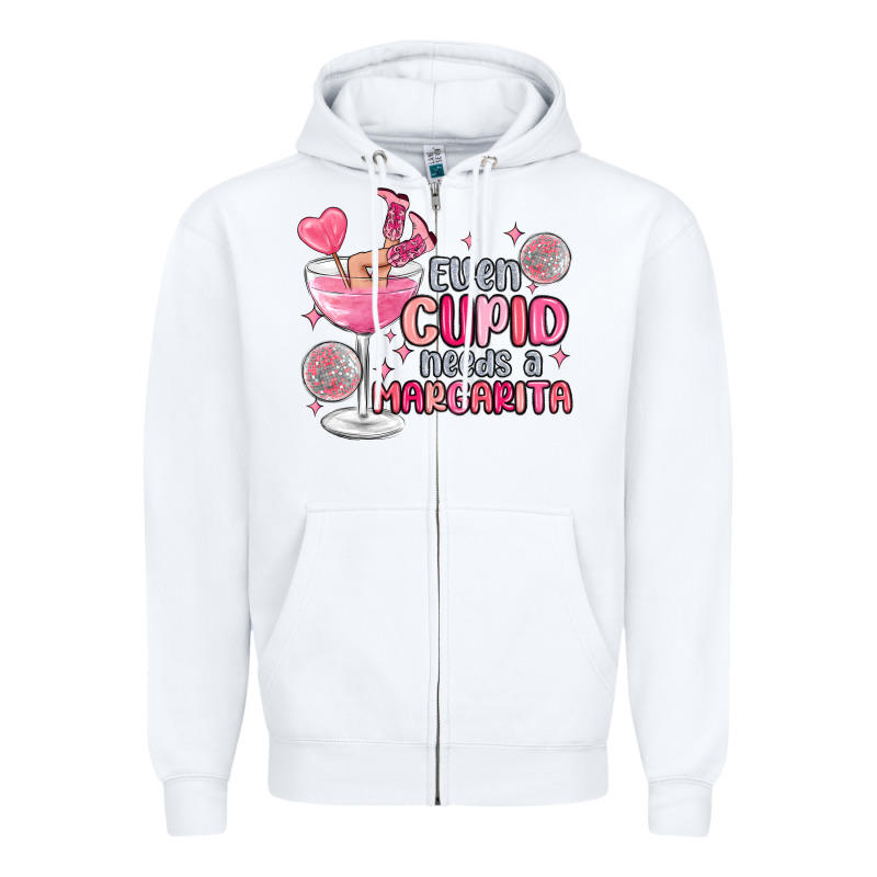 Even Cupid Needs A Margarita Zipper Hoodie by MaliasSmallBusiness | Teevron