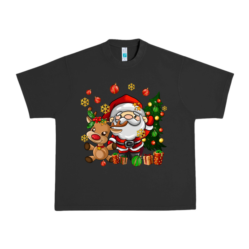 Santa And Reindeer Urban Heavy Tee by AdoDesignShop | Teevron