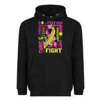 Black breast cancer softball ribbon love cure fight bbs Heavyweight Hoodie - BundleAndBundleShop