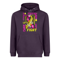 Plum breast cancer softball ribbon love cure fight bbs Heavyweight Hoodie - BundleAndBundleShop