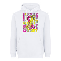 White breast cancer softball ribbon love cure fight bbs Heavyweight Hoodie - BundleAndBundleShop