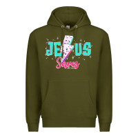 Army Green jesus saves Premium Hoodie - JahusDesignShop
