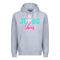Heather Grey jesus saves Premium Hoodie - JahusDesignShop