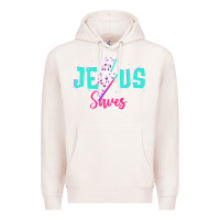 Pale Pink jesus saves Premium Hoodie - JahusDesignShop