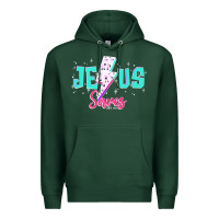 Sports Green jesus saves Premium Hoodie - JahusDesignShop