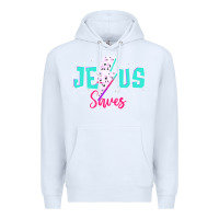 White jesus saves Premium Hoodie - JahusDesignShop