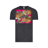Vintage Black pink glitter leopard sunflower gemstone Vintage Tee - JahusDesignShop