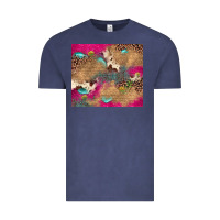 Vintage Denim pink glitter leopard sunflower gemstone Vintage Tee - JahusDesignShop