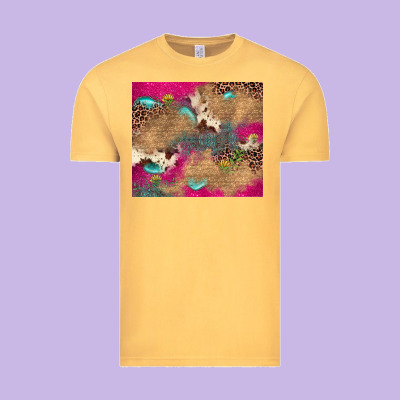 Pink Glitter Leopard Sunflower Gemstone Vintage Tee Designed By Jahusdesignshop