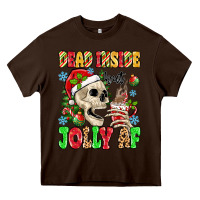 Chocolate Brown dead inside but jolly af Heavy Core Tee - MaliasSmallBusiness