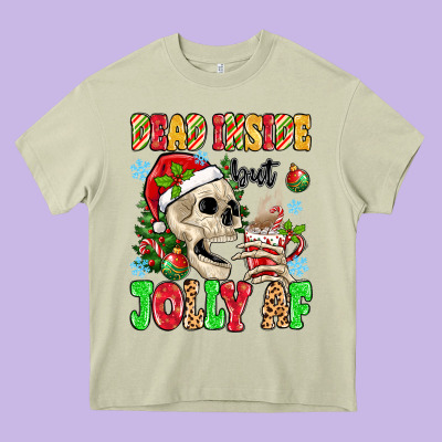 Dead Inside But Jolly Af Heavy Core Tee Designed By Maliassmallbusiness