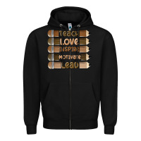 Black teach love inspire Zipper Hoodie - MaliasSmallBusiness