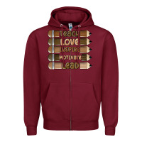 Burgundy teach love inspire Zipper Hoodie - MaliasSmallBusiness