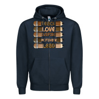 Navy teach love inspire Zipper Hoodie - MaliasSmallBusiness