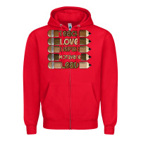Red teach love inspire Zipper Hoodie - MaliasSmallBusiness