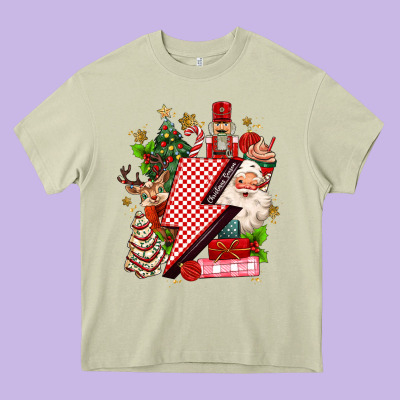 Christmas Season Lightning Bolt Heavy Core Tee Designed By Maliassmallbusiness