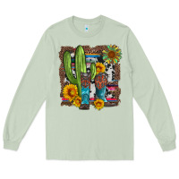 Matcha western cactus with cowboy boots and sunflowers Long Sleeve Tee - Artiststas