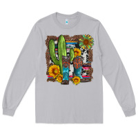 Moon Dust western cactus with cowboy boots and sunflowers Long Sleeve Tee - Artiststas
