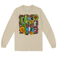 Mushroom western cactus with cowboy boots and sunflowers Long Sleeve Tee - Artiststas