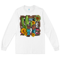 White western cactus with cowboy boots and sunflowers Long Sleeve Tee - Artiststas