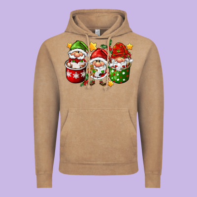 Coffee Cup Santa Gnomies Vintage Hoodie Designed By Fadigitalartstudio