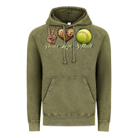 Vintage Olive peace love softball Vintage Hoodie - JahusDesignShop
