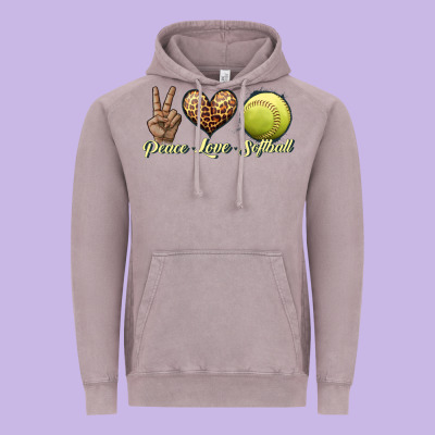 Peace Love Softball Vintage Hoodie Designed By Jahusdesignshop