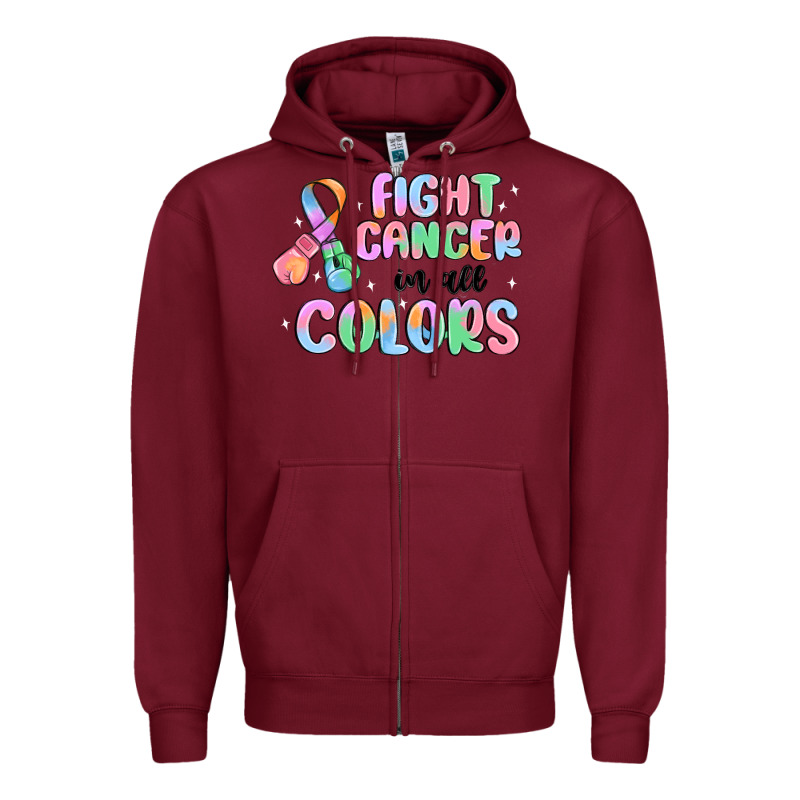 Fight Cancer In All Colors Zipper Hoodie by MaliasSmallBusiness | Teevron