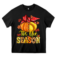 Black tis the season fall softball Heavy Core Tee - MaliasSmallBusiness