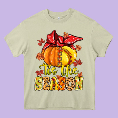 Tis The Season Fall Softball Heavy Core Tee Designed By Maliassmallbusiness