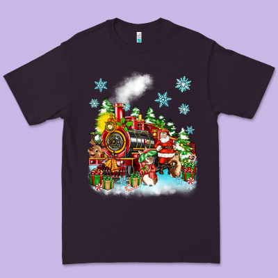 Christmas Santa And Friends Train Premium Tee Designed By Zillion Design Studio