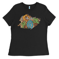 Black horseshoe leopard gemstone cactus patch Ladies Tee - AdoDesignShop