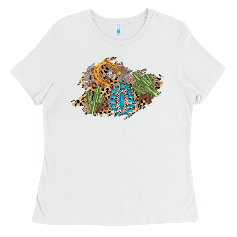 Horseshoe Leopard Gemstone Cactus Patch Ladies Tee by AdoDesignShop | Teevron