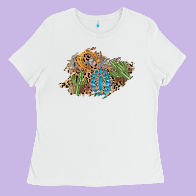 Horseshoe Leopard Gemstone Cactus Patch Ladies Tee Designed By Adodesignshop