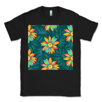 Black colorful tropical flowers seamless pattern Classic Tee - BundleAndBundleShop