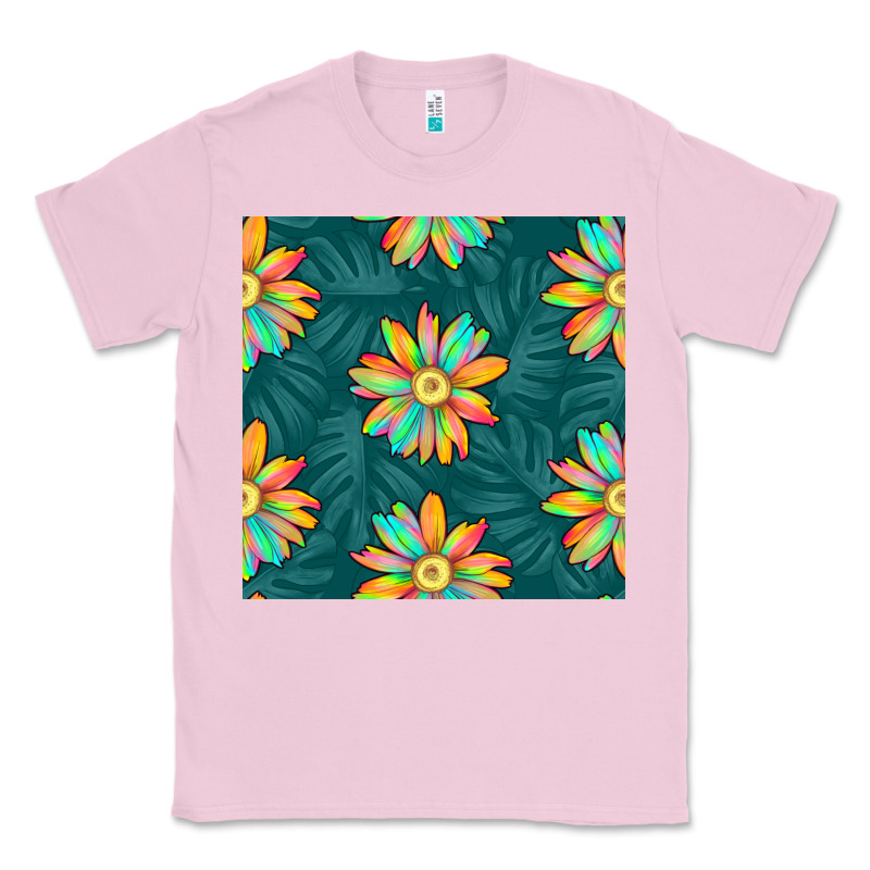 Colorful Tropical Flowers Seamless Pattern Classic Tee by BundleAndBundleShop | Teevron