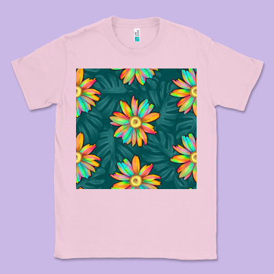 Colorful Tropical Flowers Seamless Pattern Classic Tee Designed By Bundleandbundleshop