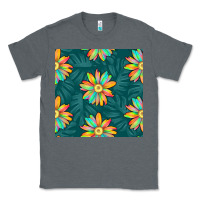 Charcoal Heather colorful tropical flowers seamless pattern Classic Tee - BundleAndBundleShop