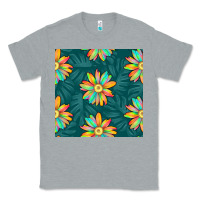 Heather Grey colorful tropical flowers seamless pattern Classic Tee - BundleAndBundleShop