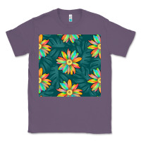 Lavender colorful tropical flowers seamless pattern Classic Tee - BundleAndBundleShop