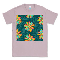 Lilac colorful tropical flowers seamless pattern Classic Tee - BundleAndBundleShop