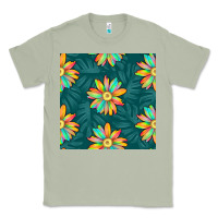 Matcha colorful tropical flowers seamless pattern Classic Tee - BundleAndBundleShop