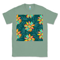 Sage colorful tropical flowers seamless pattern Classic Tee - BundleAndBundleShop
