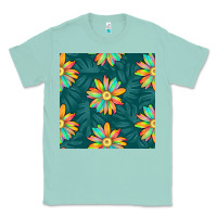 Seafoam colorful tropical flowers seamless pattern Classic Tee - BundleAndBundleShop